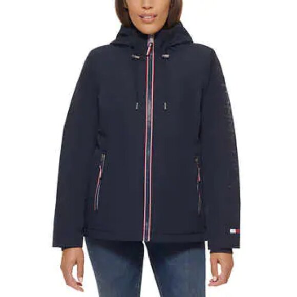 NWT Tommy Hilfiger Heavyweight Softshell Hooded Lined Jacket Navy M - Picture 1 of 7